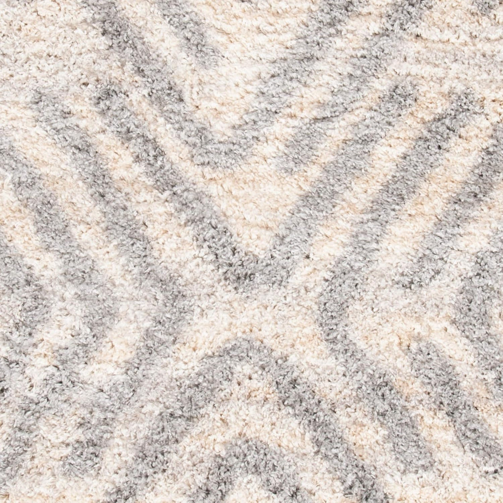 Berber Shag Collection Area Rug, Cream & Grey, Moroccan Design, Non-Shedding & Easy Care, 1.2-inch
