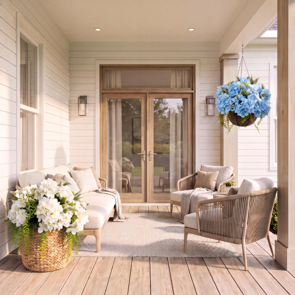 Pre-Arranged Blue Artificial with Greenery, UV Resistant