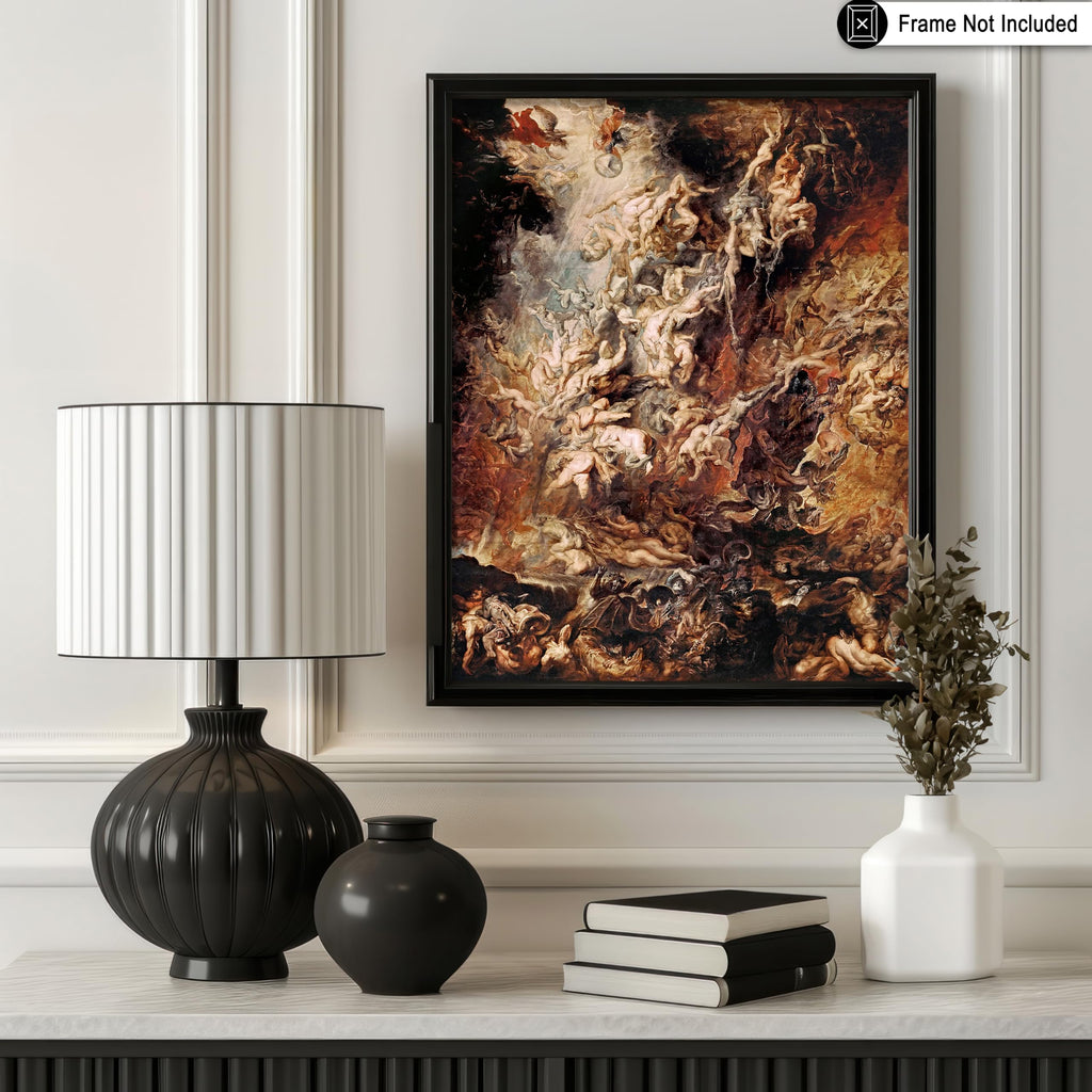 Art Vintage Fall of the Damned Poster - Retro Baroque Print - Mythology Art - Fantasy Art - Gift for Men & Women