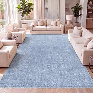 Haze Solid Low-Pile Classic Blue Indoor Area Rug 12x15, Coastal,Bohemian,Minimalist,Classic, Easy-Cleaning,Pet