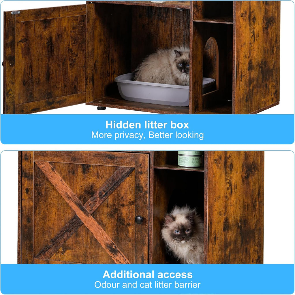 Cat Tree Tower, Wooden Litter Box Enclosure and Condo