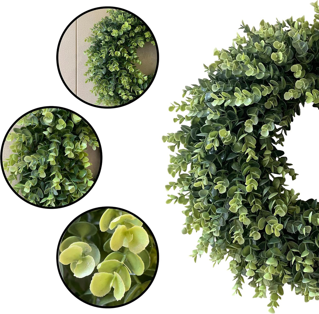 20" Wreaths for Front Door Spring Summer Green Boxwood Door Wreath for All Seasons Living Room Bedroom Window Wall