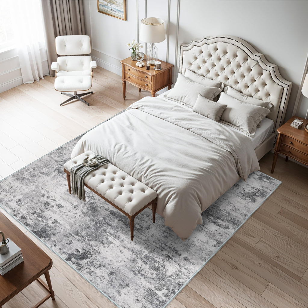 Area Rug Square Washable: Abstarct Non Slip Rugs Blackgrey