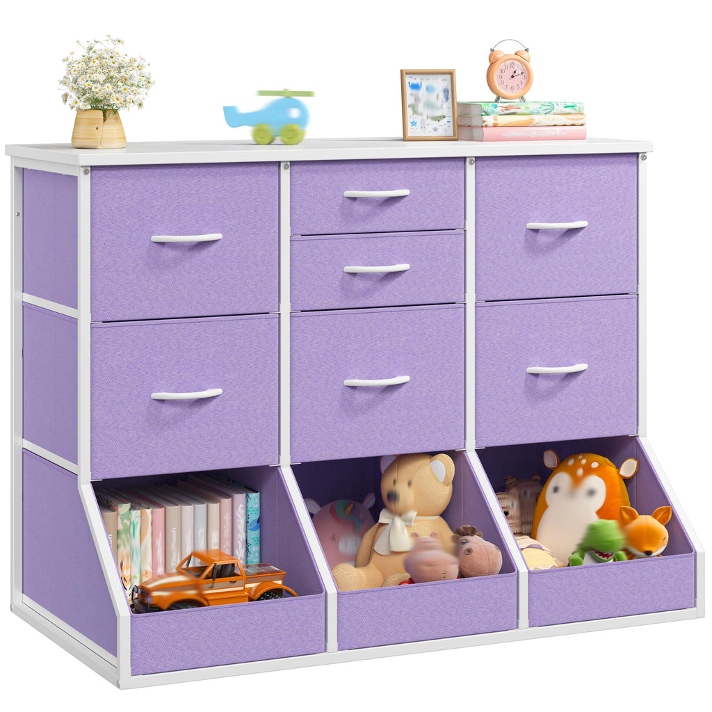 Dresser, 7 Drawer and 3 Open Cubby, Modern Bedroom