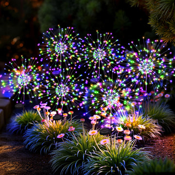 6Pack Solar Lights Outdoor, Multicolor Firework Lights