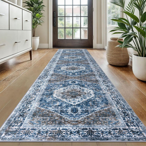 Long Runners for Hallways 2x10 Ft Washable Kitchen Runner Rug Boho Runner Rug for Entryway Indoor Bl