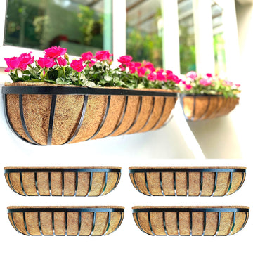 LaLaGreen Deck Railing Planter Boxes - 30 Inch, 4 Pack Wall Planters for Outdoor Plants, Window Flower Boxes Deck