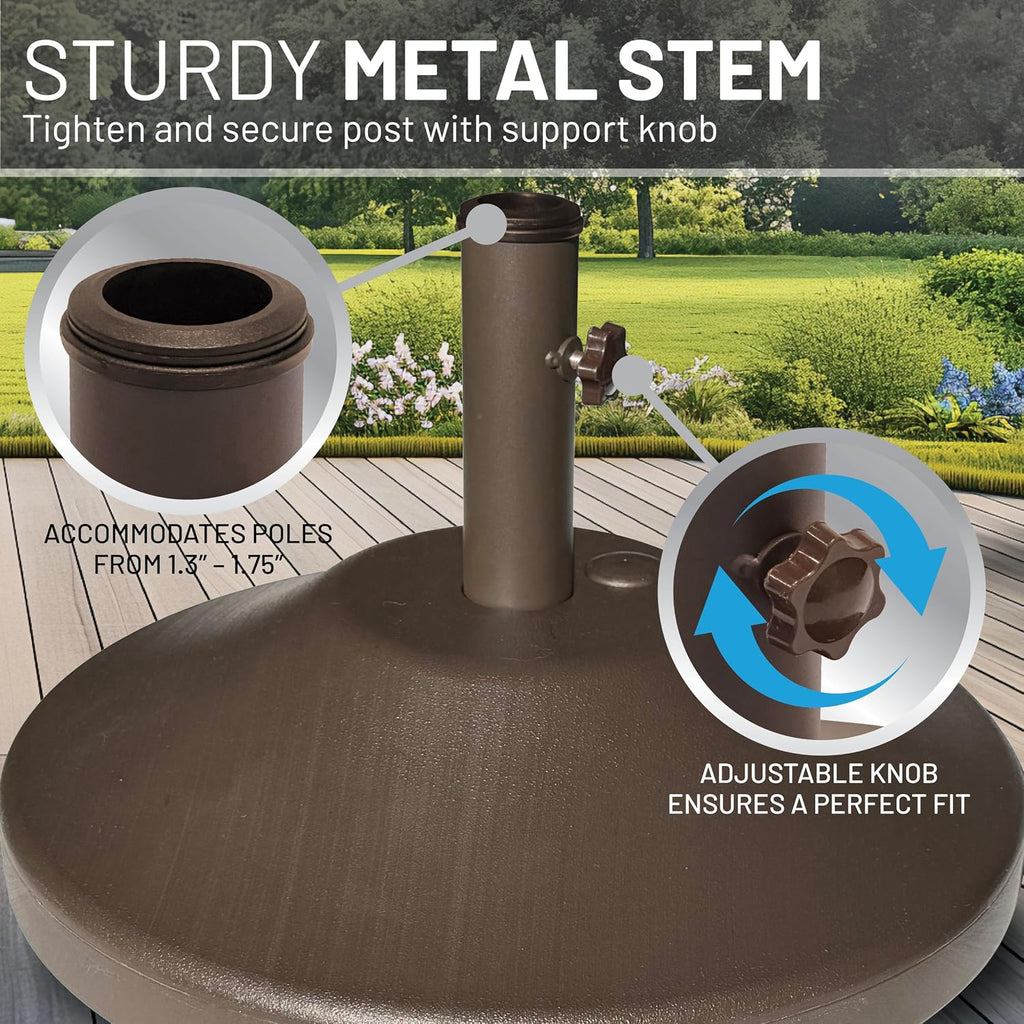 Fillable Round Umbrella Base - for Use with Patio Table - Heavy Duty Base- Made in the USA - QWDM