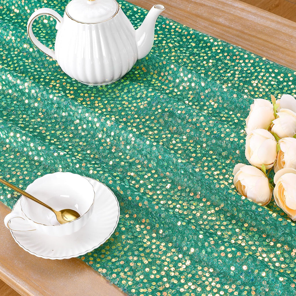 Dark Green Sequin Fabric 1 Yard Mermaid Glitter Mesh Fabric by The Yard