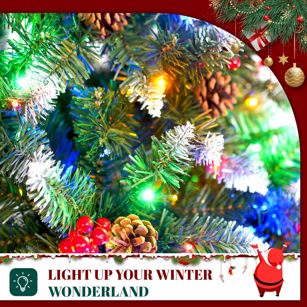 7.5FT Pre-Lit Artificial Christmas Tree with Pine Cones and lights