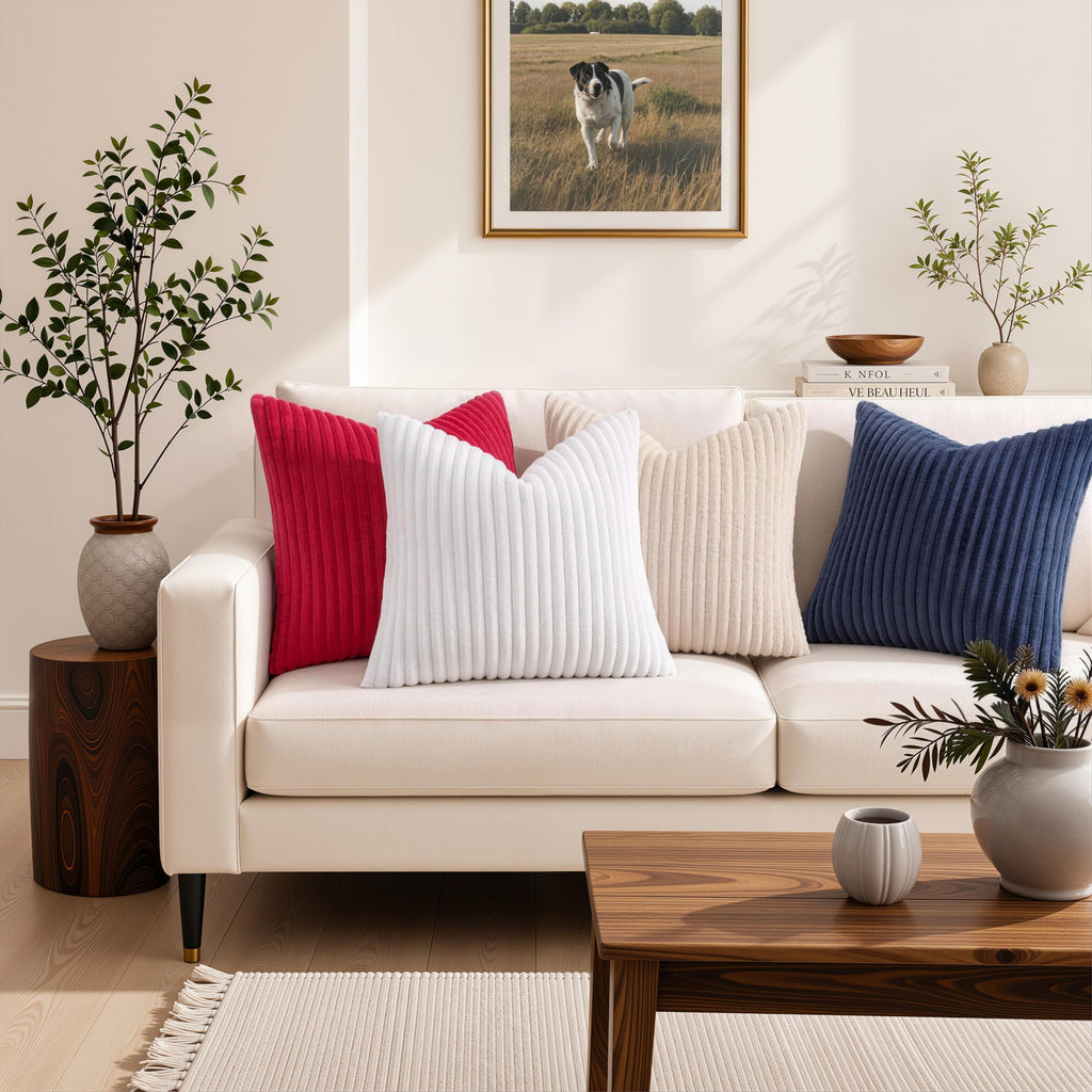 Fall Soft White Flannel Throw Pillow Covers 16X16 Set of 2