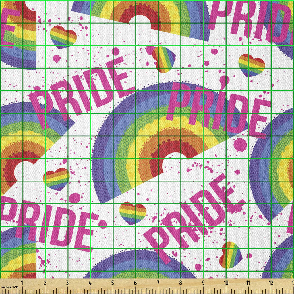 Pride Day Fabric by The Yard, Pixelated Grunge Vibrant LGBT Rainbow Illustration Colorful, Stretch Knit Fabric for