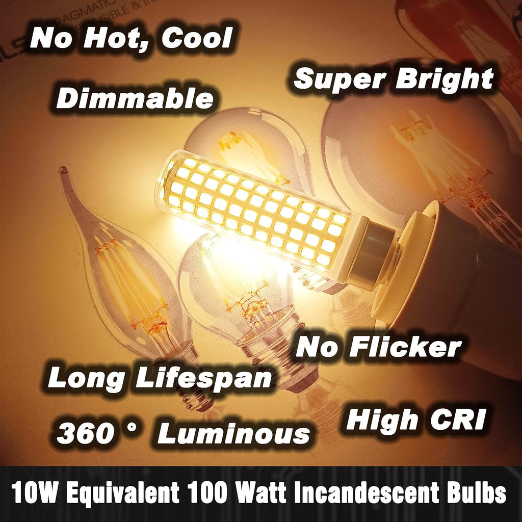 E12 Dimmable Candelabra Light Bulb 100W Equivalent 2700K Warm White, 3 Pack