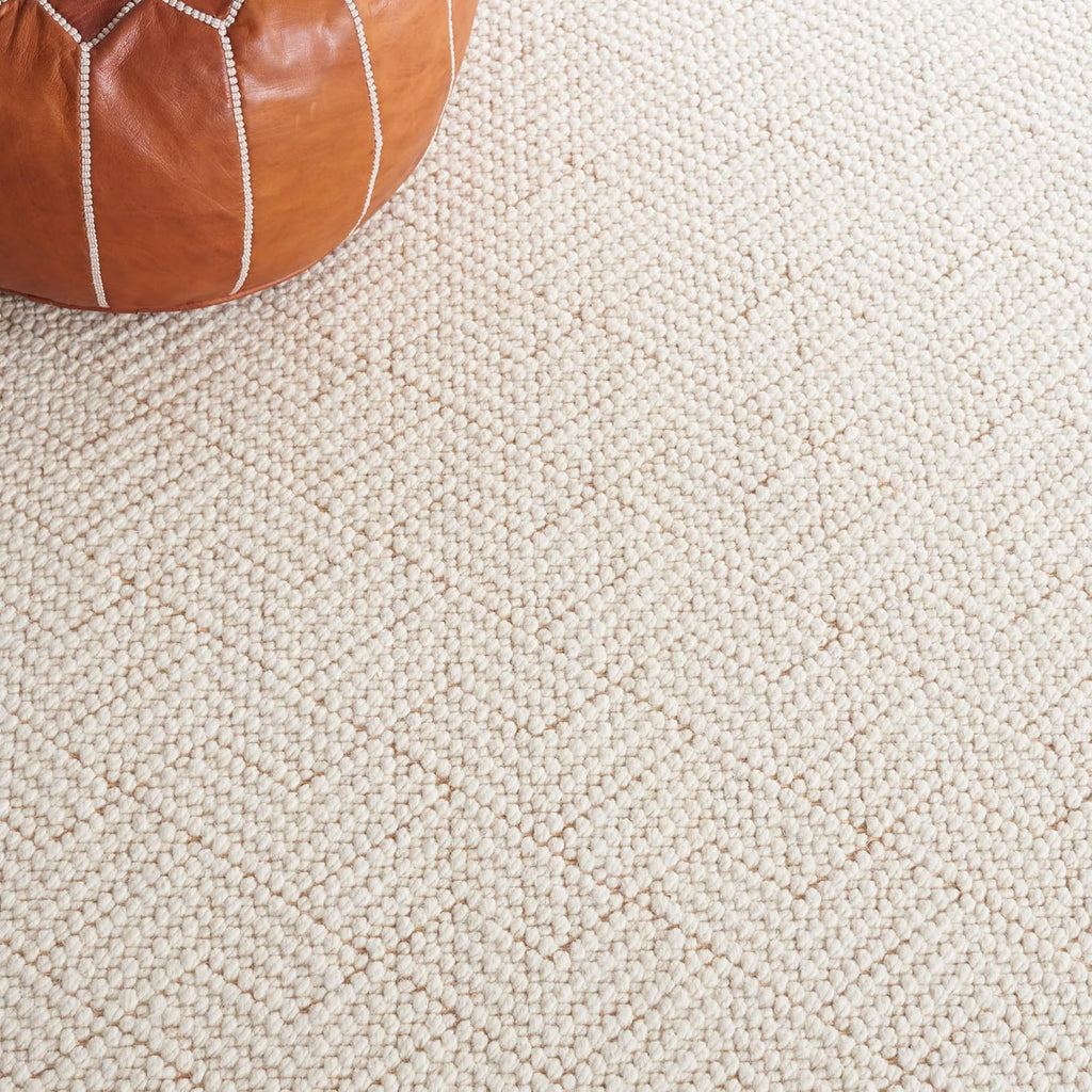 Area Rug 8x10 - Natural Fiber Collection - Large - Ivory, Handmade Wool & Jute, Ideal , Dining Space (NF487A)