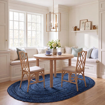 Braided Cotton Oval Rug 6'x9', Farmhouse Navy & Black BRD452N