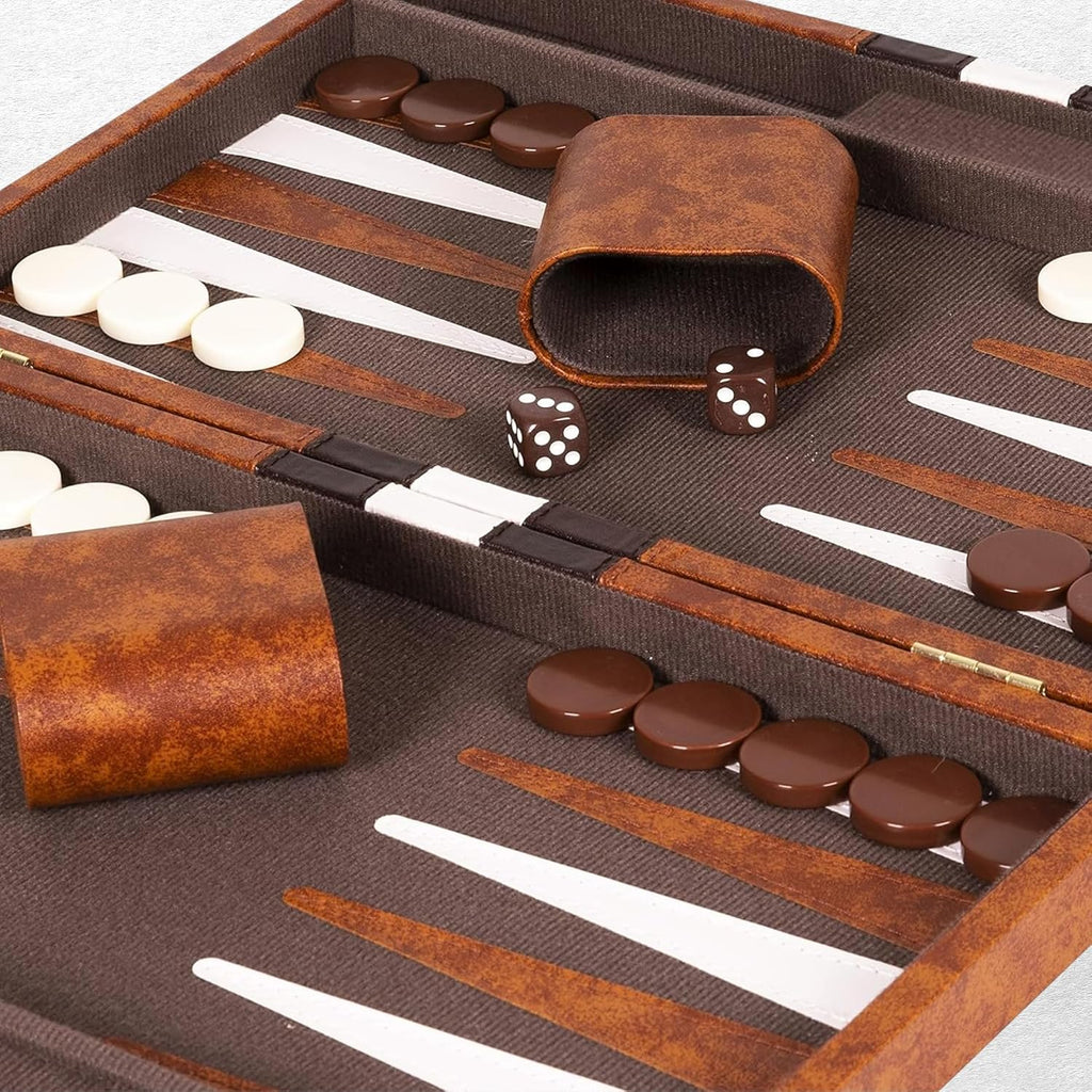 Premium Backgammon 18" Large Brown - Backgammon Sets for Adults and Kids