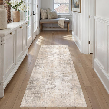 2x6 Beige Grey Abstract Runner Rug
