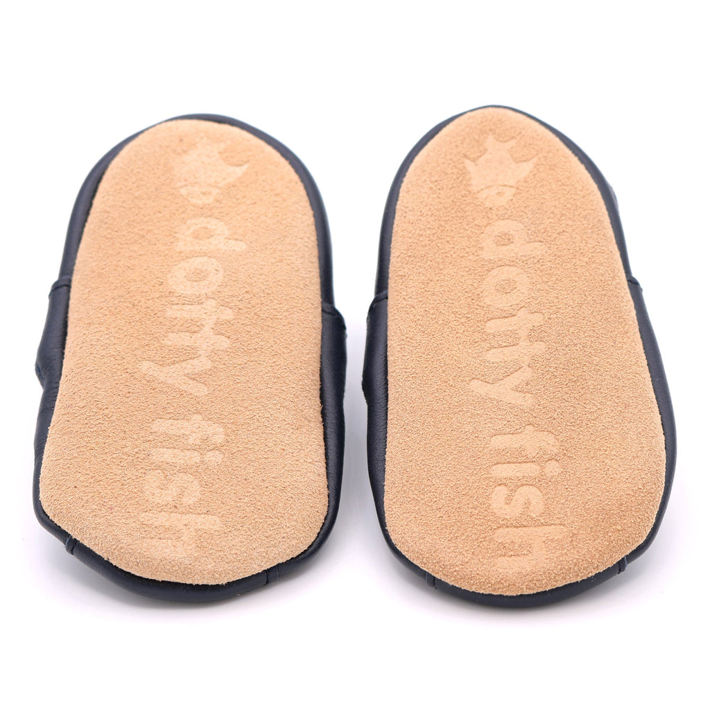 Soft Sole Leather Baby Sandals - Navy Blue