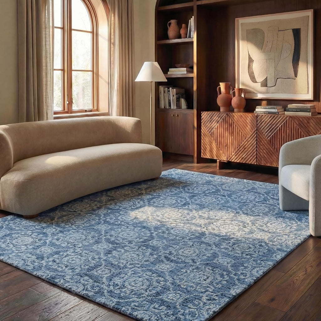 Area Rug 8x10 - Abstract - Large - Blue, Handmade Wool
