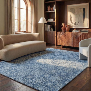 Area Rug 8x10 - Abstract - Large - Blue, Handmade Wool