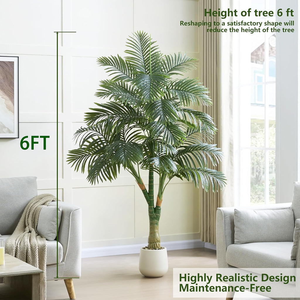 Artificial Golden Cane Palm Tree 6FT, Tropical Large Fake Plants