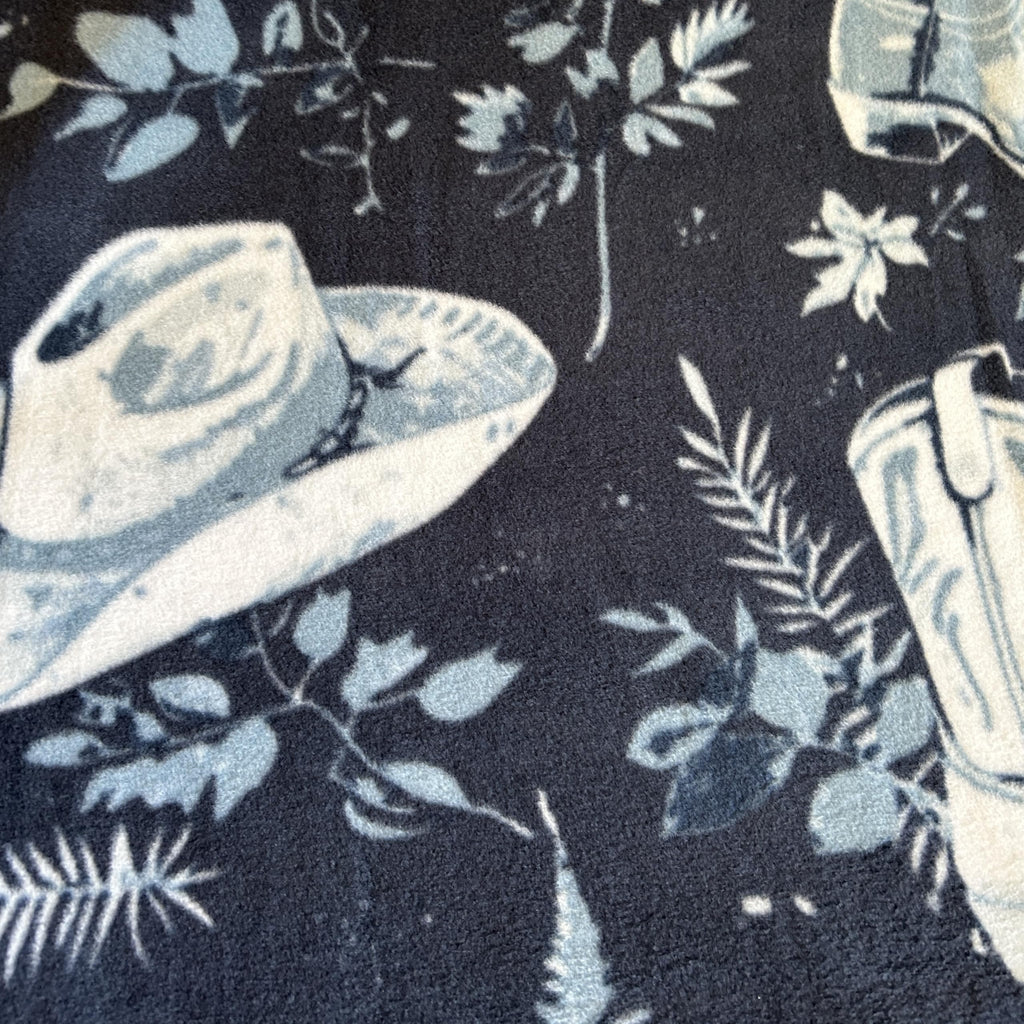 Country Cowboy Boots and Hats Anti-Pill Premium Fleece Fabric By The Yard