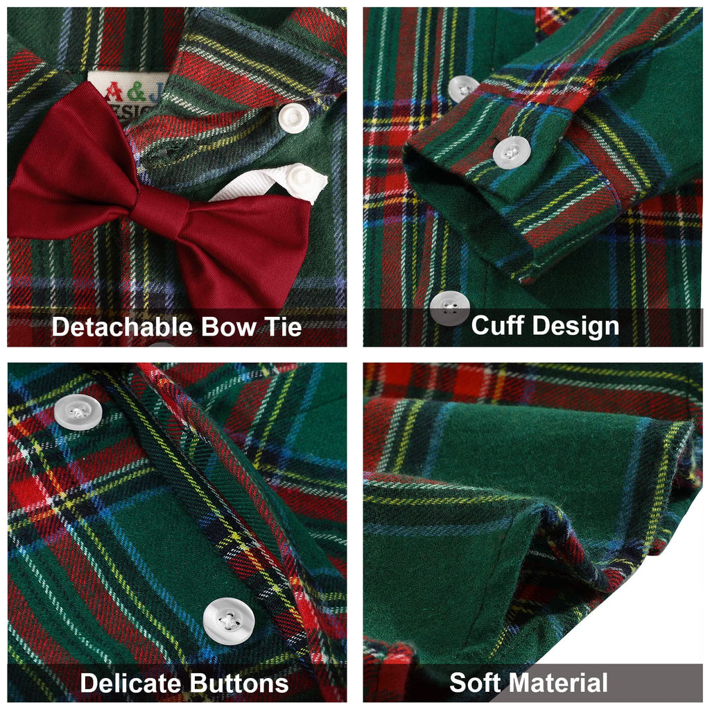 Baby Boys Suits Dress Christmas Outfits Plaid Green and Red