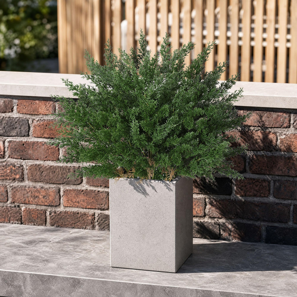 Cedar Stems Fake Plants Artificial Plants Outdoor Decor, 4 Bundles Cedar Branches Realistic Artificial Greenery for