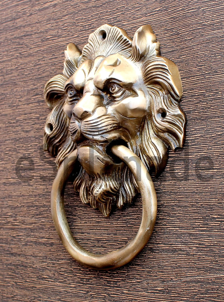 Lion Mouth Metal Door Knocker Yellow