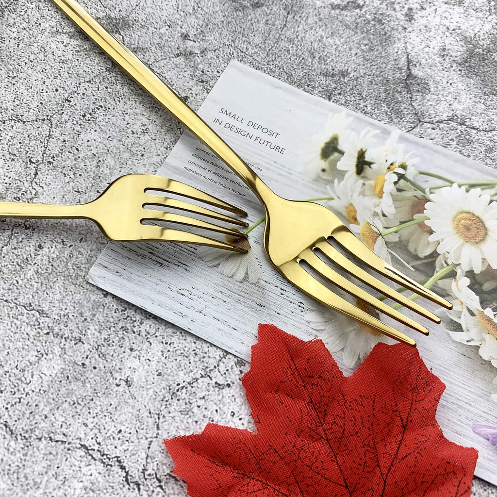 Silverware Set, Mirror Polished Gold Flatware Cutlery Set Service for 4, Shiny Finish 24 Pieces Stainless Steel