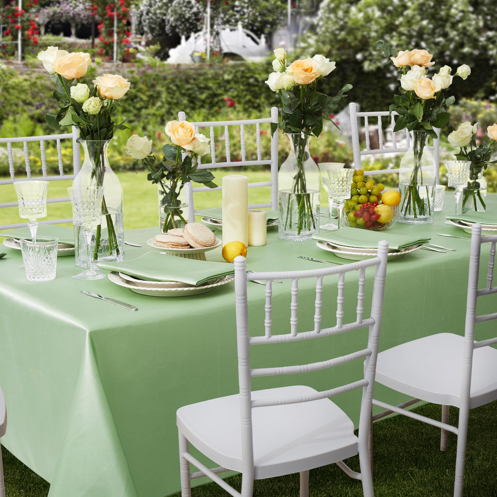 6 Pack Square Satin Table Cover, 52 x 52 Inches, Sage Green