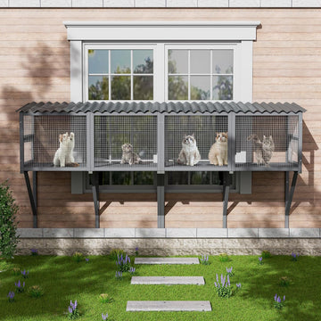 Cat Catio Cat Windows Perch for Indoor Cats, Gray, 82.6" L