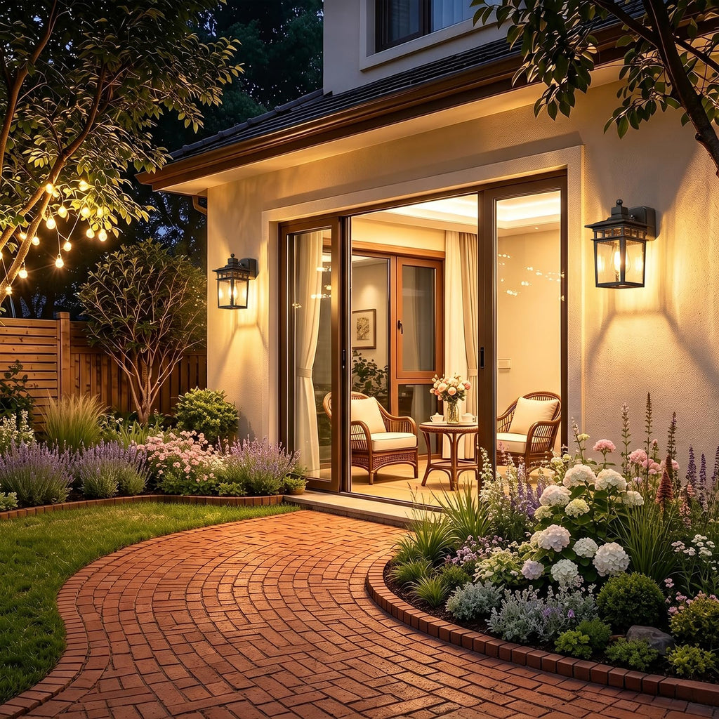 Porch Light with GFCI Outlet, 2 Pack Dusk to Dawn Outdoor Wall Lights