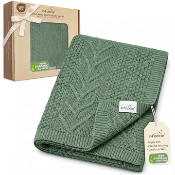 Organic Cotton Knit Baby Blanket Unisex Infant & Toddler 31x43