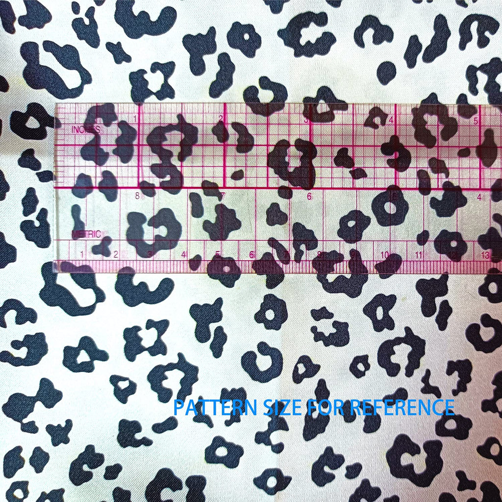 Satin Print Fabric Cheetah Pattern for Craft and Decoration (2Yds, White&Black)