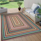 Multicolor Washable Outdoor Rug 8' x 10', Colorful, Stain Resistant, Easy Clean, Waterproof, Durable