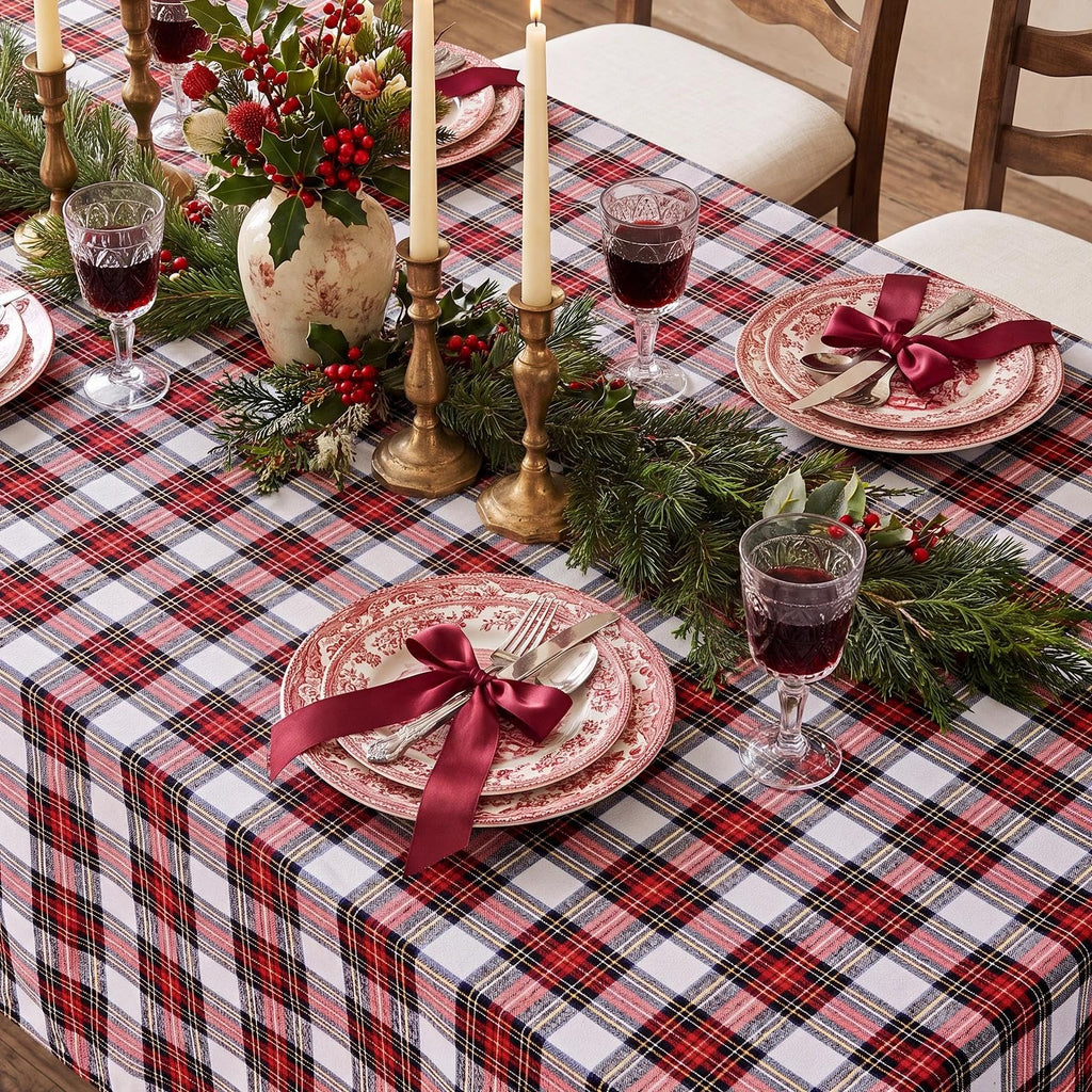 Christmas Checkered Tablecloth Rectangle, Red White, 60 x 84