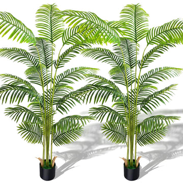 7ft 2-Pack Artificial Areca Palm Plants in Pots, 82.7in Fake Cane Palms