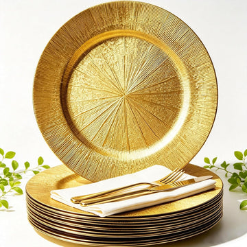 13'' Chargers for Dinner Plates, Gold Charger Plates Bulk - Set of 15