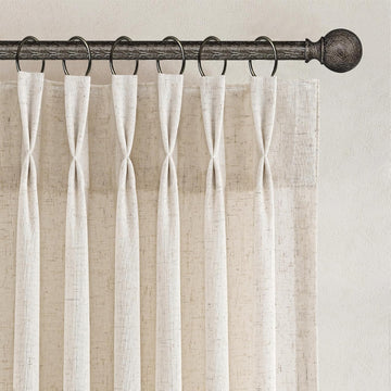 96 Inch Pinch Pleated Linen Curtains 2 Panel Set Light Filtering Privacy Window Curtains for Living Room Bedroom