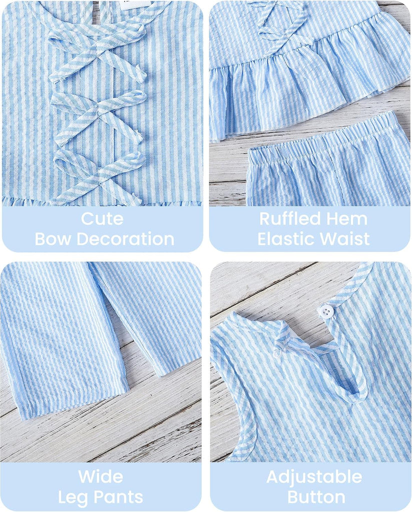 Toddler Baby Girl Clothes Summer Outfits Ruffle Sleeveless Vest Tank Tops Pants Set Cute Clothes For Girls