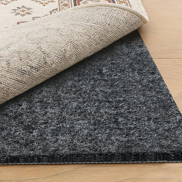 8x10 Ft Non Slip Rug Pad, Dual Surface Felt and Rubber Gripper Backing, 1/4 inch Thick Carpet Liner for Hardwood - Set of 80