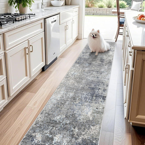 2x10 ft Washable Hallway Runner Rug - Non-Slip Stain-Resistant Low-Pile Long Carpet Runner for Kitch