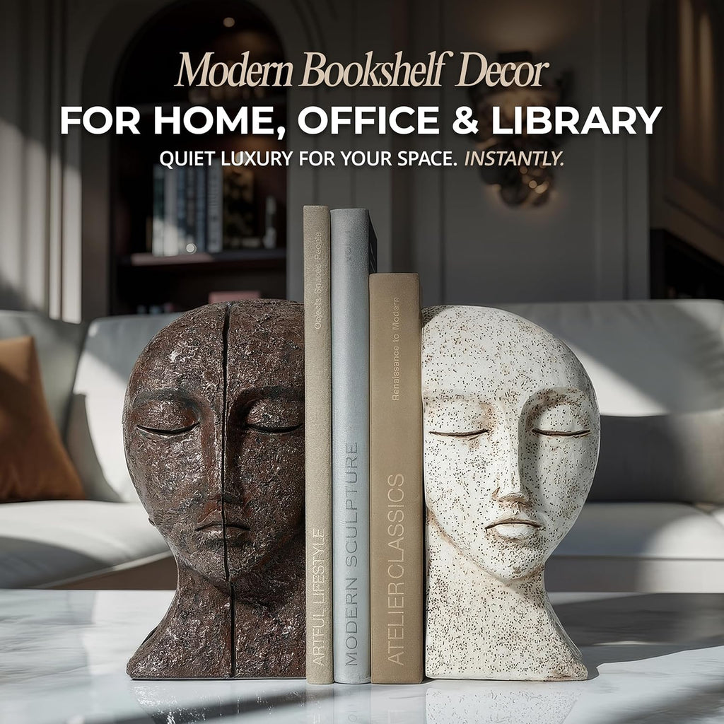 Heavy Duty Bookends for Heavy Books, Book Ends for Shelves, Unique Decorative Book Ends, Aesthetic Bookshelf Decor