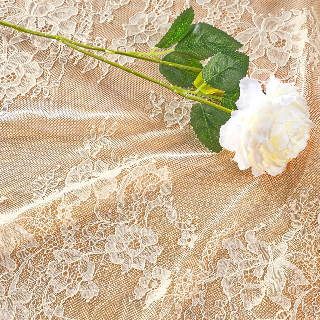 Ivory Lace Tablecloth 5 Pieces 60x120 Inch Wedding Decorations