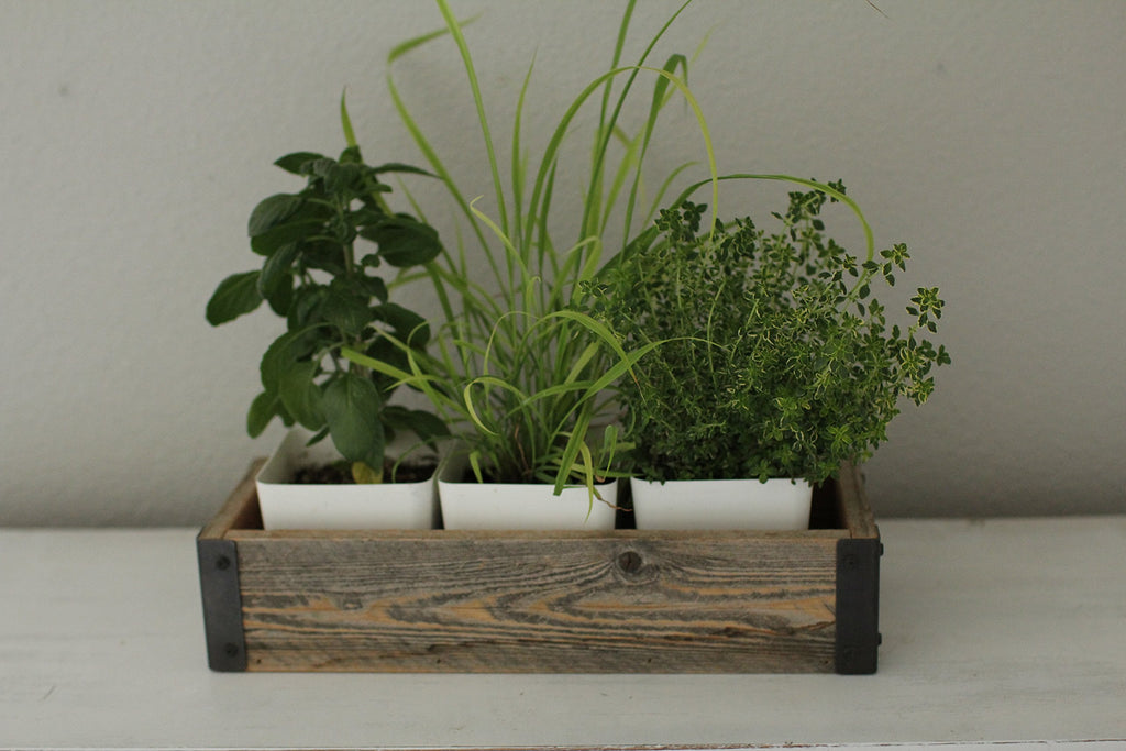 Reclaimed Wood Planter Box with Metal Brackets (Small - 14.5")