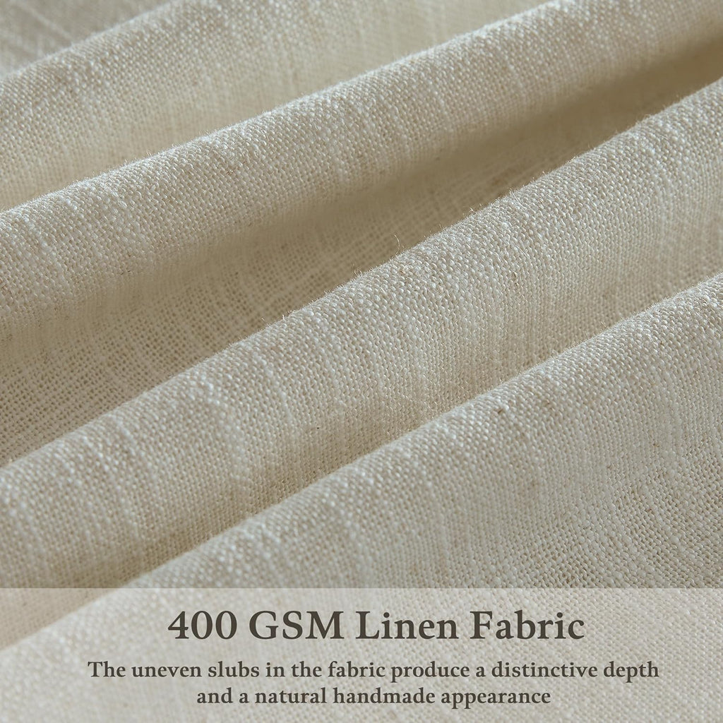 Beige Tan Linen Curtains 92 Inches Long for Living Room Standard Window Curtain Lengths Light Filtering Semi Sheer