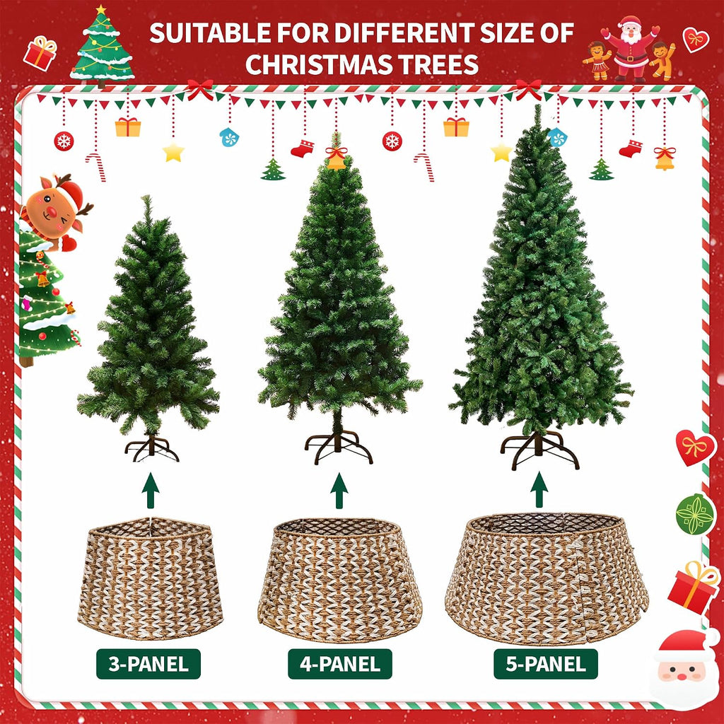27'' Christmas Tree Collar Handmade Xmas Tree Basket Base Cover Woven Rustic Farmhouse Tree Collars Holiday Tree Ring