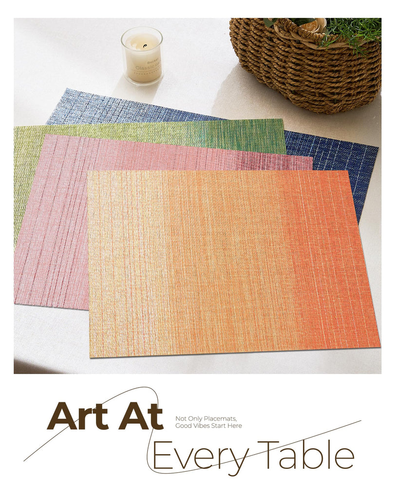 Woven Vinyl Fall Placemats Set of 12, Gradient Burnt Orange