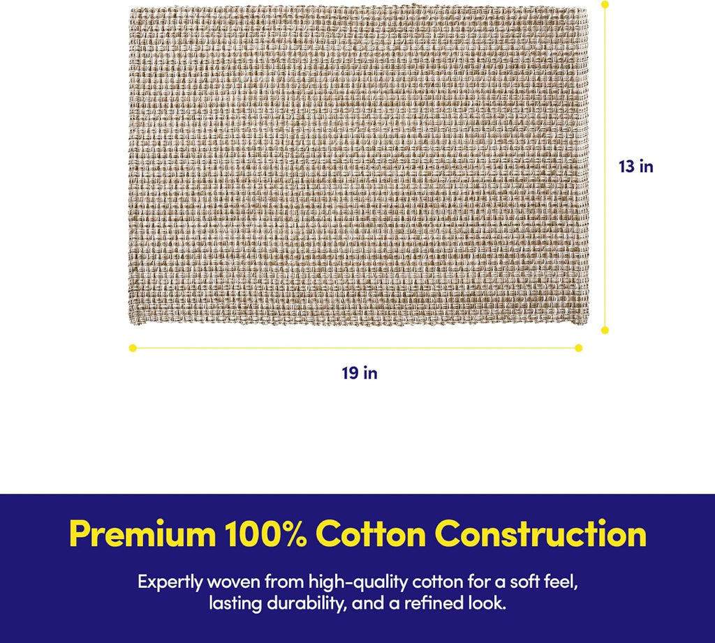 100% Cotton Placemats Rectangle Two Tone Woven Fabric 13" x 19" Soft Durable Table Mat Set, Eggshell - Set of 6